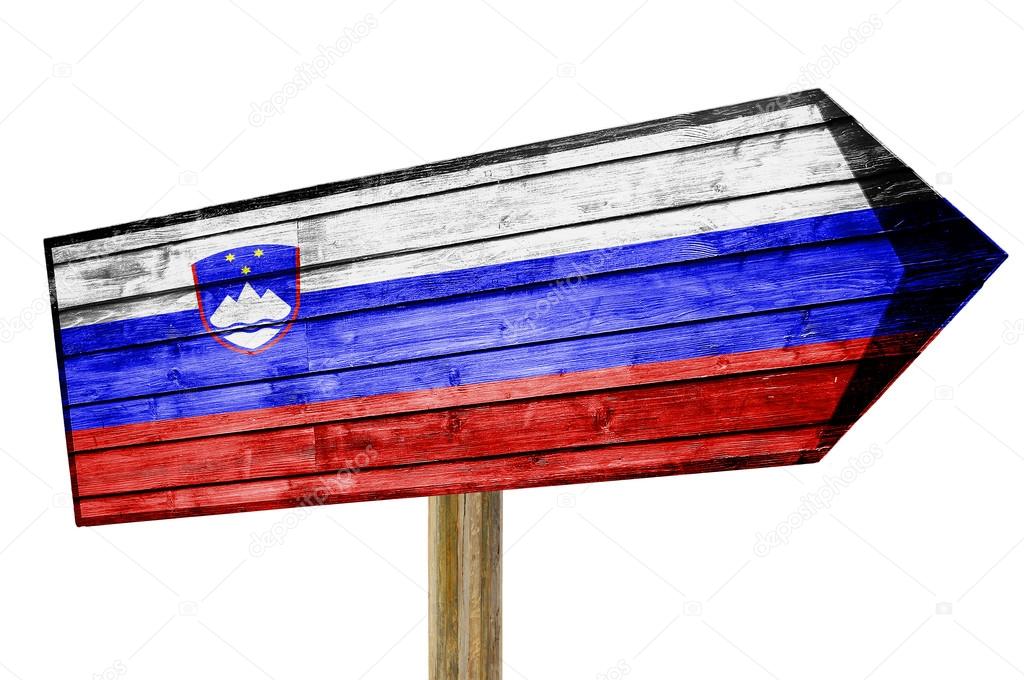 Slovenia Flag wooden sign isolated on white