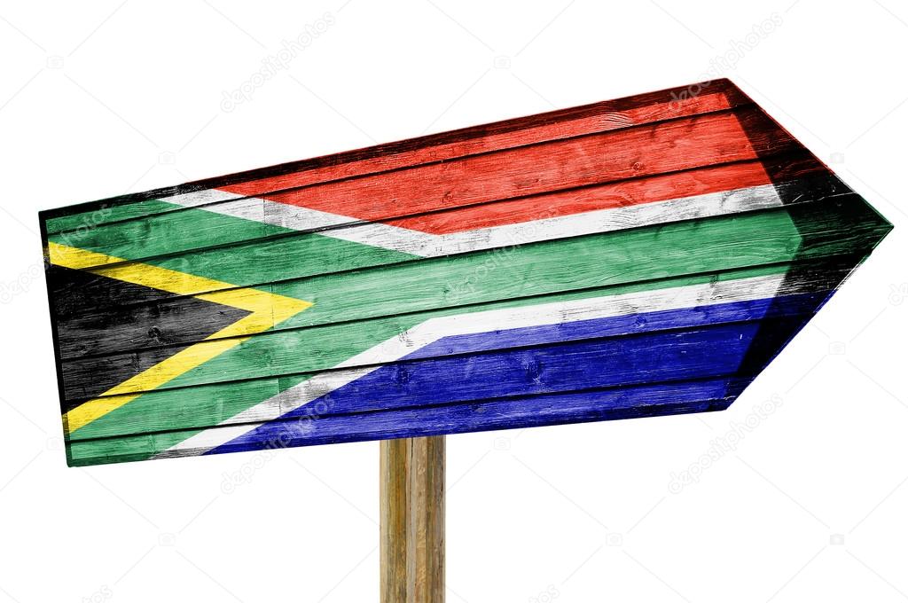 South Africa wooden sign isolated on white