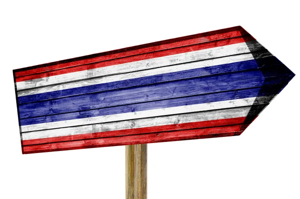 Thailändische Flagge Holzschild isoliert auf weiß — Stockfoto