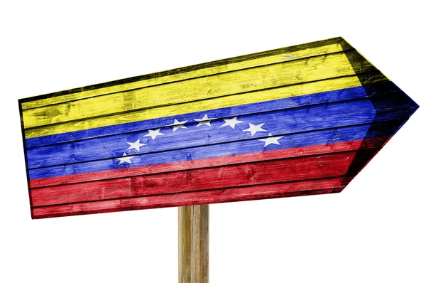 Cartel de madera Bandera de Venezuela aislado en blanco — Foto de Stock