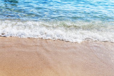 Kum plaj ve Yunanistan, Notoc beach, Thassos mavi gökyüzü