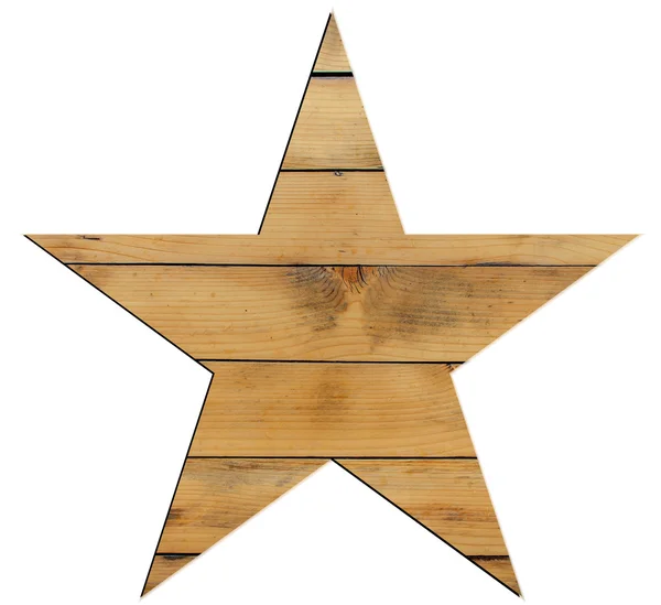 Star shape decoration made wood tree isolated on white — Stock Photo, Image