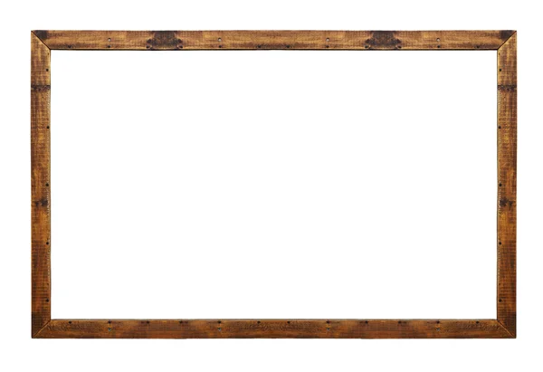 Empty wooden frame isolated on white Royalty Free Stock Photos