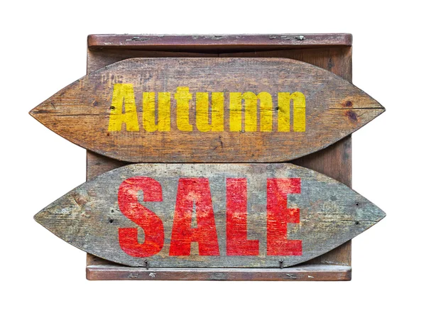 Autumn SALE Wooden старый знак изолирован на белом — стоковое фото