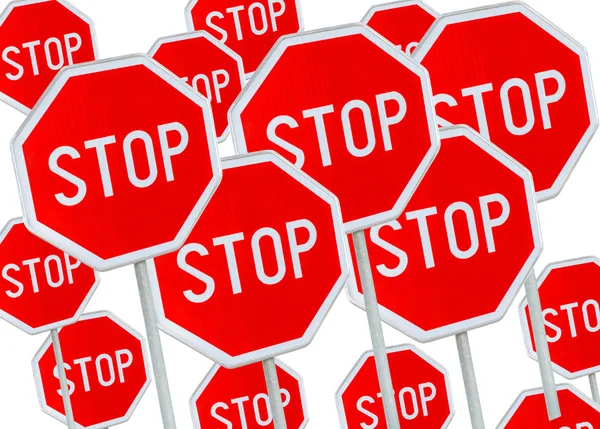 Multple stop sign against white background — Stock Photo, Image