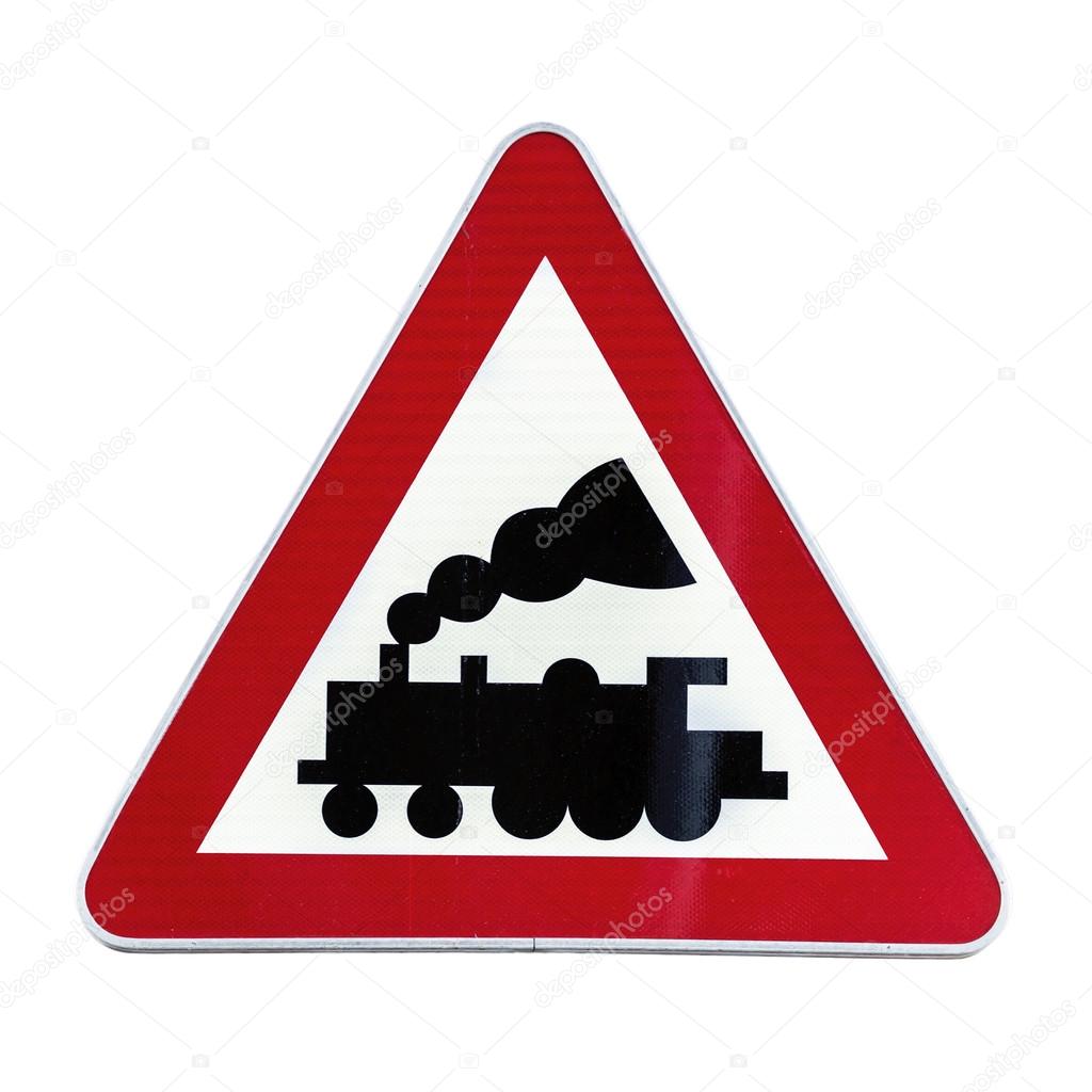 Railroad Level Crossing Sign Without Barrier Or Gate Ahead The Road Isolated Stock Photo Image By C Bennian