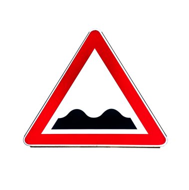 Hız kesiciler veya düzensiz yol üzerinde beyaz izole gösteren yol işaret