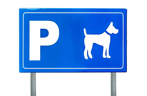 Verkehrszeichen für Hunde an einer Stange isoliert auf weißem Hintergrund — Stockfoto