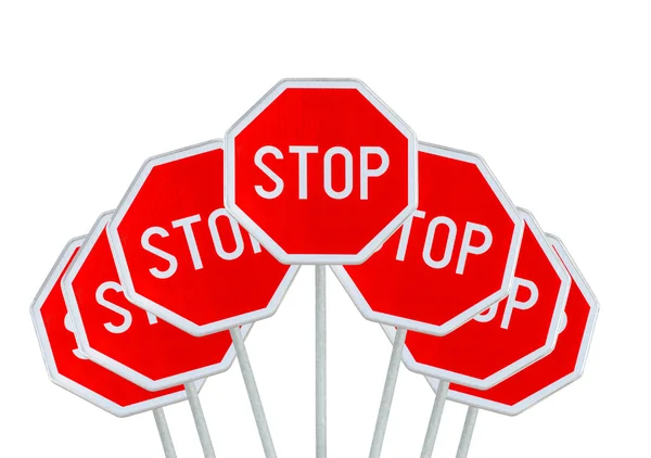 Several STOP sign isolated on white — Stock Photo, Image