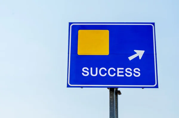 Success Blue Road Sign Against sky — Stock Photo, Image