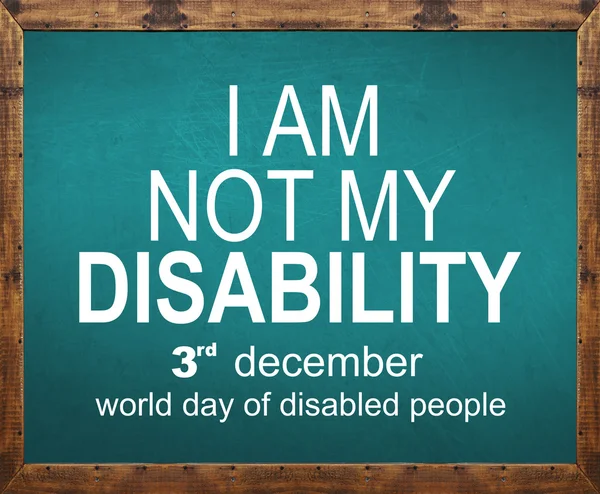 Nie jestem mojej niepełnosprawności napisane na niebieska tablica — Zdjęcie stockowe