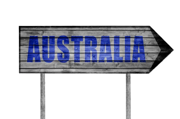 Australia drewniany znak na białym tle — Zdjęcie stockowe