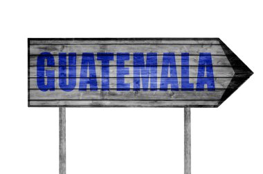 Guatemala ahşap işareti üzerinde beyaz izole