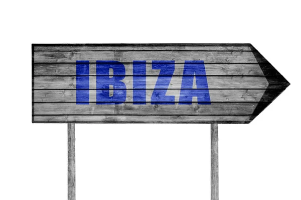 Ibiza drewniany znak na białym tle — Zdjęcie stockowe