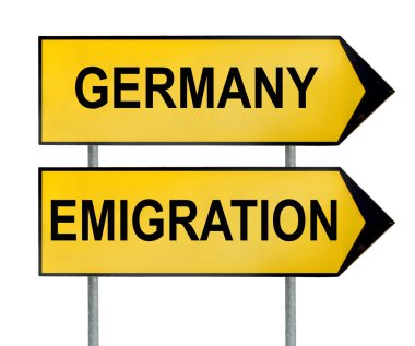 Beyaz izole Almanya ve Emigrations trafik işaretleri