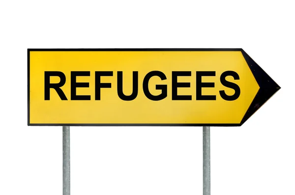 难民交通标志牌上白色孤立 — 图库照片