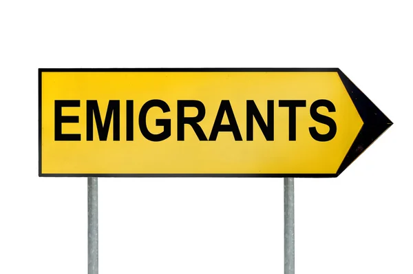 移民交通标志牌上白色孤立 — 图库照片