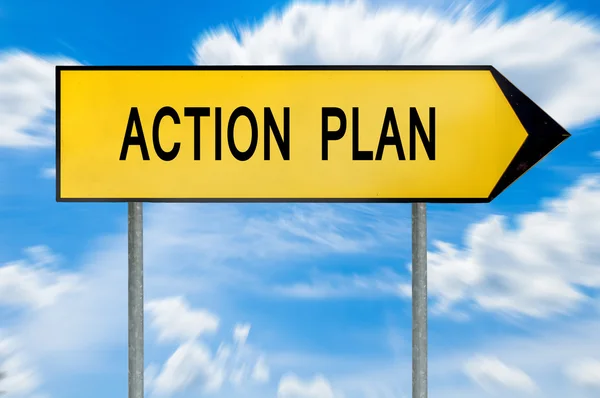 Yellow street concept action plan sign — Stock Photo, Image