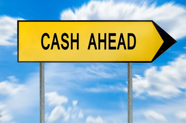 Yellow street concept cash ahead sign — Stock Photo, Image