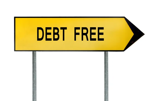 Yellow street concept debt free sign — Stock Photo, Image