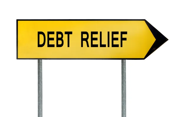 Žlutá pouliční koncept dluhové úlevy znamení — Stock fotografie