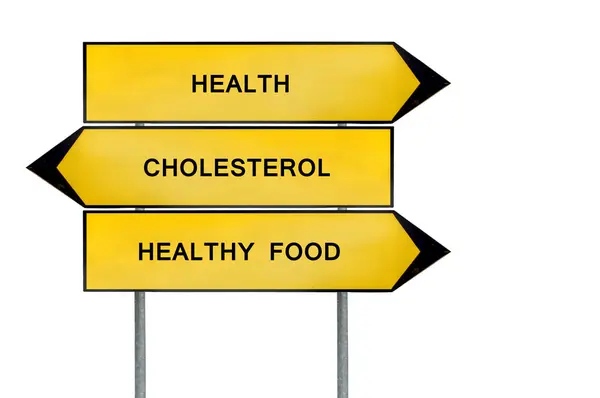 Amarillo calle concepto salud, comida, colesterol signo — Foto de Stock