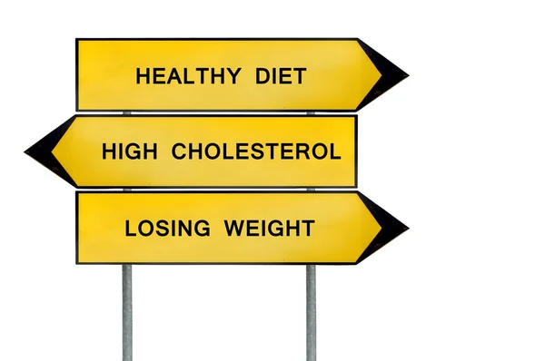 Amarillo concepto de calle dieta saludable, adelgazamiento, colesterol alto signo — Foto de Stock