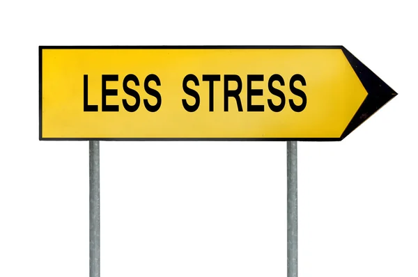 Żółty ulicy koncepcja mniej stresu znak — Zdjęcie stockowe