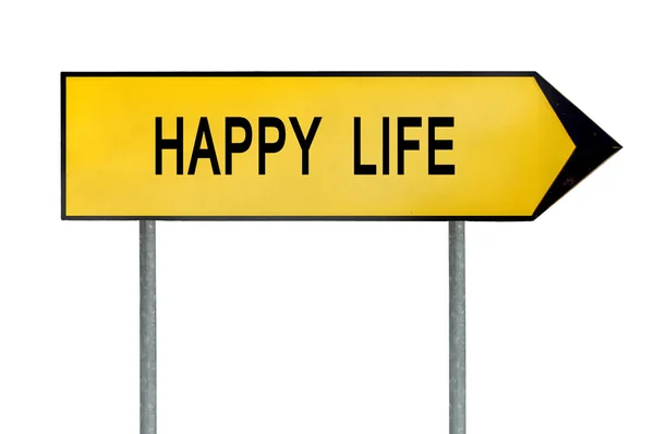 黄色的街头概念幸福生活标志 — 图库照片