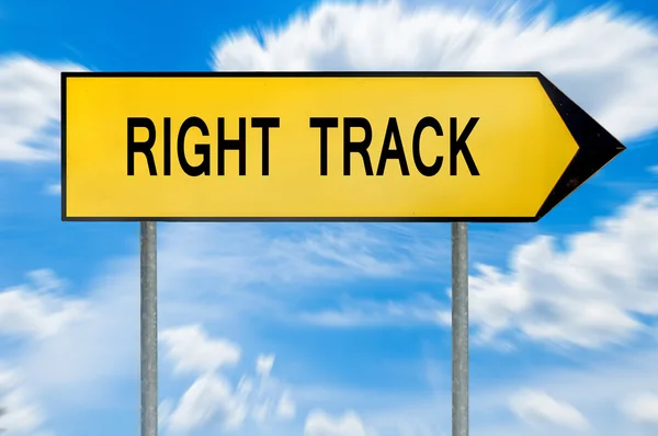 Yellow street concept right track sign — Stock Photo, Image