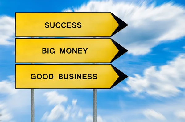 Yellow street concept success, big money, business sign — Stock Photo, Image