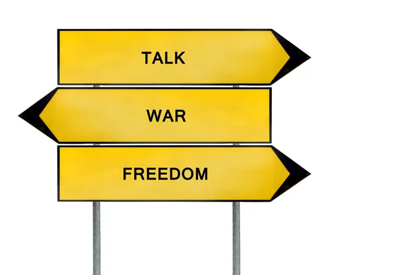黄色の通り概念戦争、話、自由の記号 — ストック写真