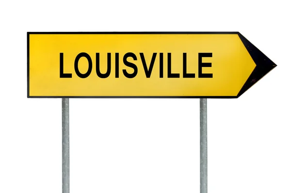 Σημάδι κίτρινο δρόμου έννοια Louisville απομονωθεί σε λευκό — Φωτογραφία Αρχείου