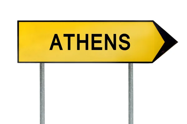 Žlutá pouliční koncept podepsat Atény izolovaných na bílém — Stock fotografie