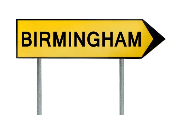 Yellow street concept sign Birmingham isolated on white — Stock Photo, Image