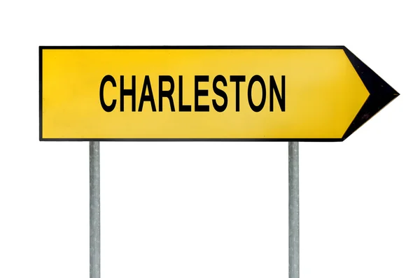 Желтый уличный знак Charleston на белом — стоковое фото