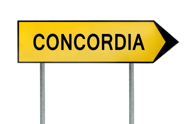 Yellow street concept sign Concordia isolated on white — Stock Photo, Image