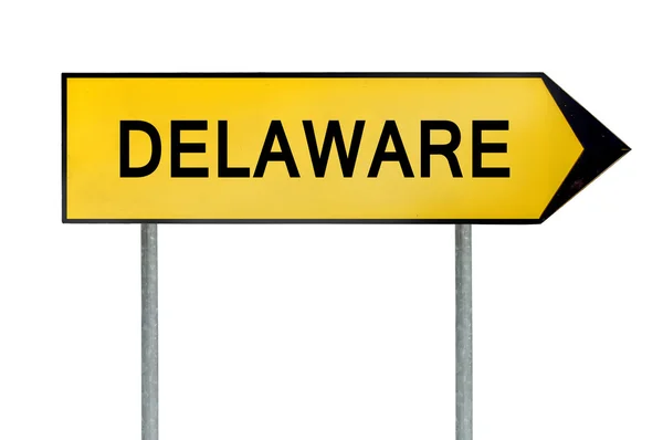 Žlutá pouliční koncept znamení Delaware solated na bílém pozadí — Stock fotografie