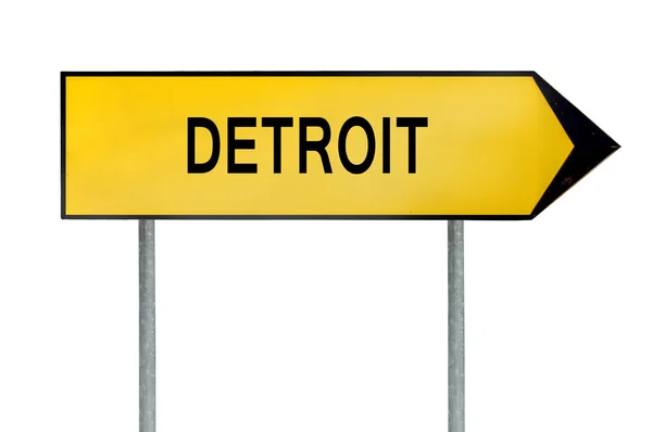 Detroit beyaz izole işareti sarı sokak kavramı — Stok fotoğraf