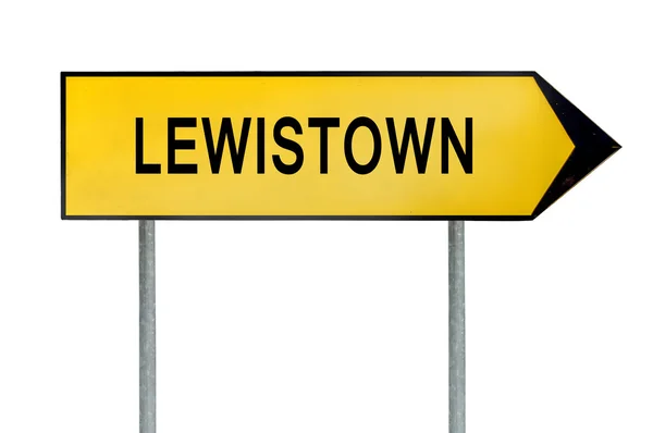 Geel straat concept teken die Lewistown geïsoleerd op wit — Stockfoto