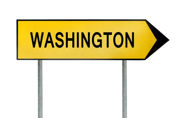 Gelbes Straßenschild Washington isoliert auf weiß — Stockfoto