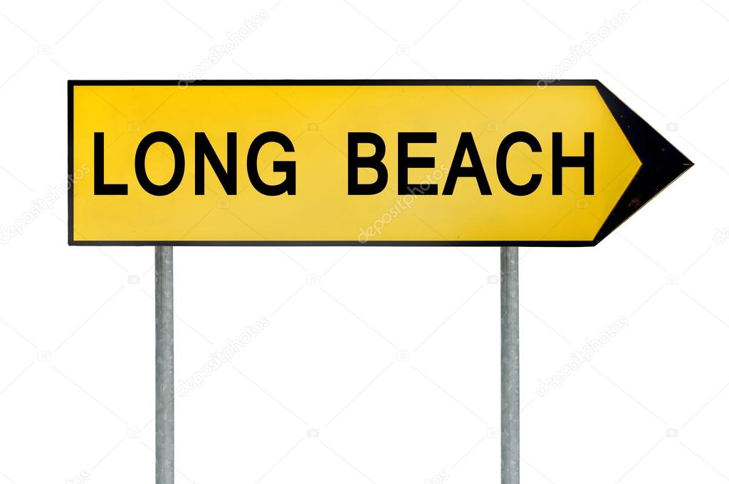 Yellow street concept sign Long Beach isolated on white