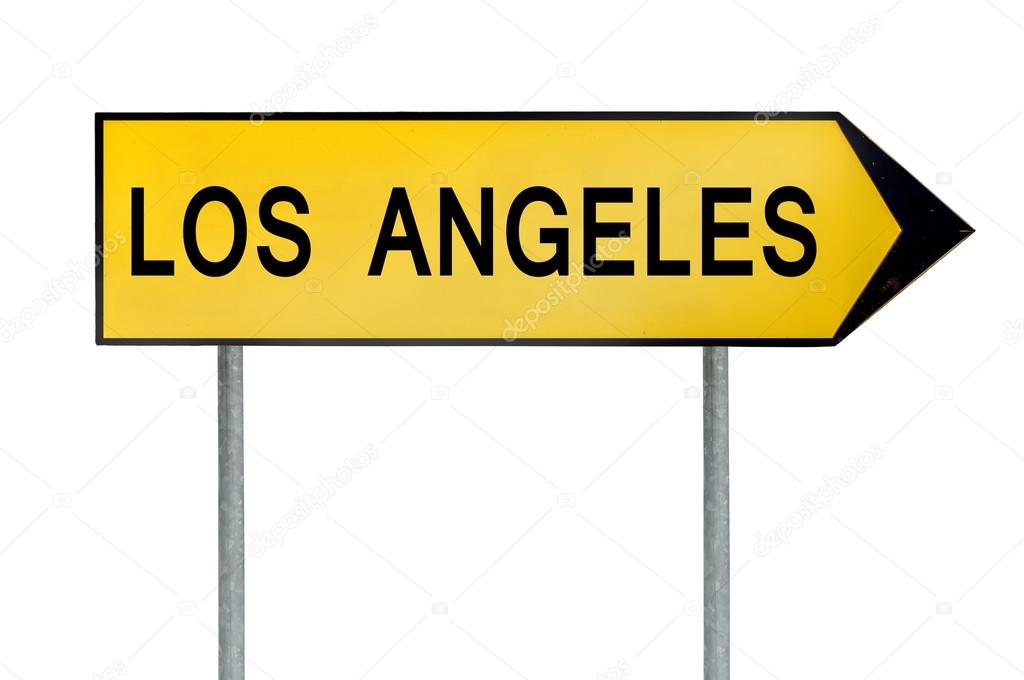 Yellow street concept sign Los Angeles isolated on white