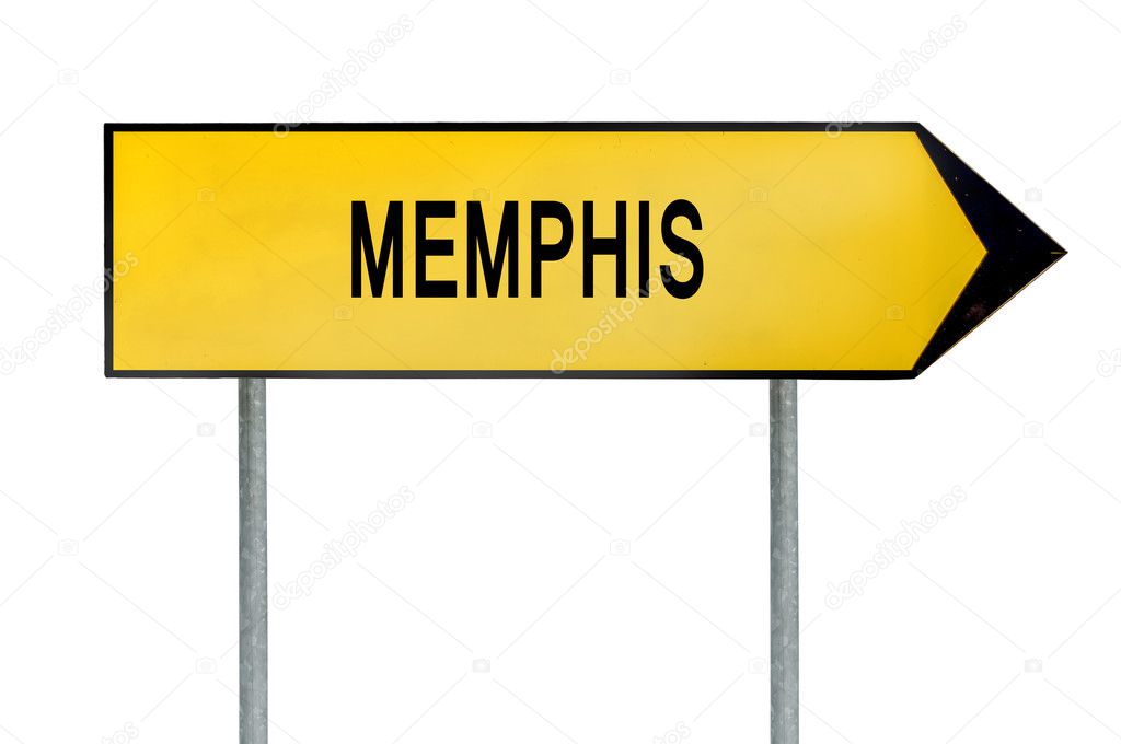 Yellow street concept sign Memphis isolated on white