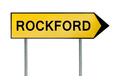Rockford beyaz izole işareti sarı sokak kavramı
