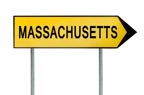 Massachusetts elszigetelt fehér sárga utcai koncepció jele — Stock Fotó