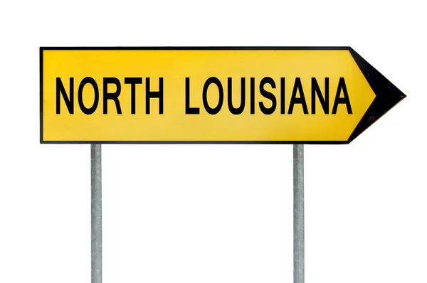 Gelbes Straßenschild North Louisiana isoliert auf weiß — Stockfoto