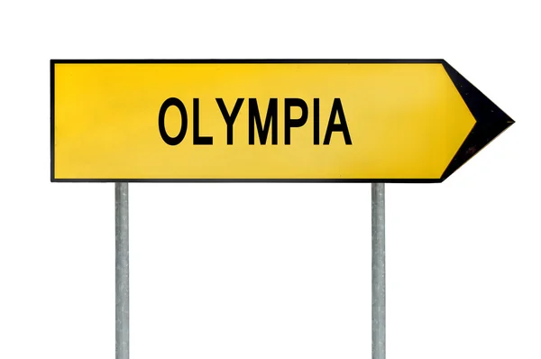 Yellow street concept sign Olympia isolated on white — Stock Photo, Image