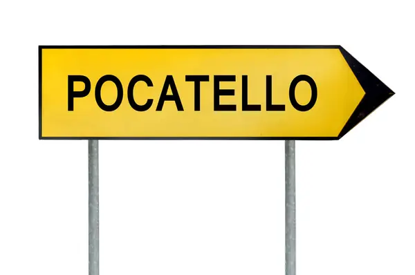 Signo de concepto de calle amarilla Pocatello aislado en blanco — Foto de Stock