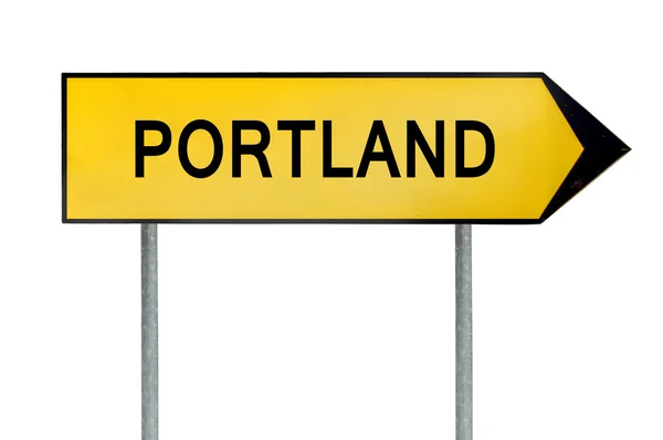 Conceito de rua amarelo sinal Portland isolado em branco — Fotografia de Stock